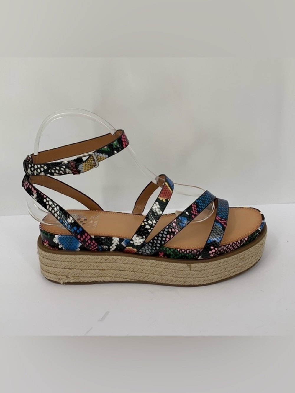 Vince Camuto Aevie strappy platform espadrille sandal shoe rainbow snake new 9